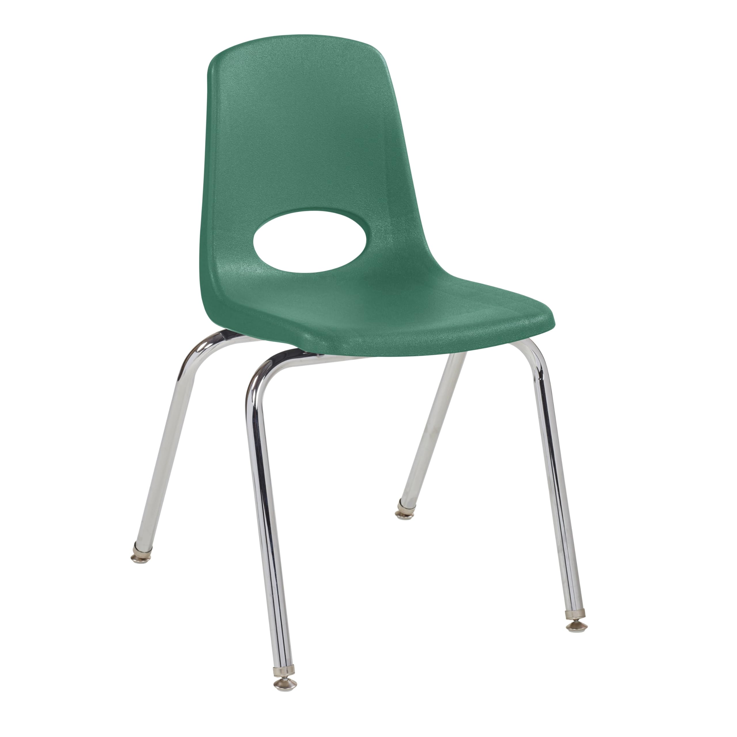 FDP 18" School Stack Chair,Stacking Student Seat with Chromed Steel Legs and Swivel Glides for Classroom, Homeschool or Office - Green, 11561-GN