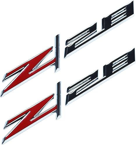 Dos piezas 22925211 Camaro Z28 Emblema de guardabarros derecha e izquierda de repuesto para Camaro 2014-2020 (negro rojo)