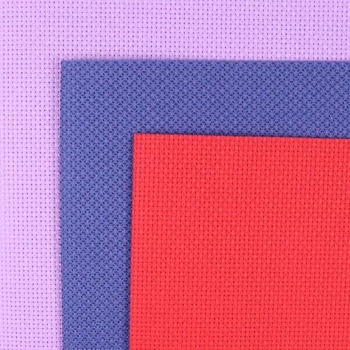 Image of KCS 3 pc of 12 inch x 18 inch(30cmx45cm) 16CT Counted Cotton Aida Cloth Cross Stitch Fabric (Lavender+Royal Blue+Red)