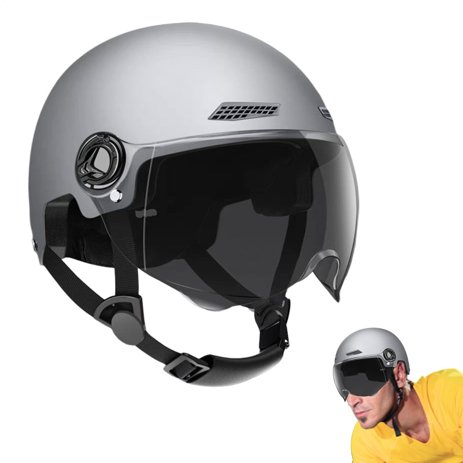 Cycling Scooter Helmets - Adults Helmet With Goggle | Adjustable Cycle Helmet | Adult Bikes Headgear | Hard Hat For Men Women | Highly-Protective Half-Helmets For Electric Scooter Road Bikes Skating