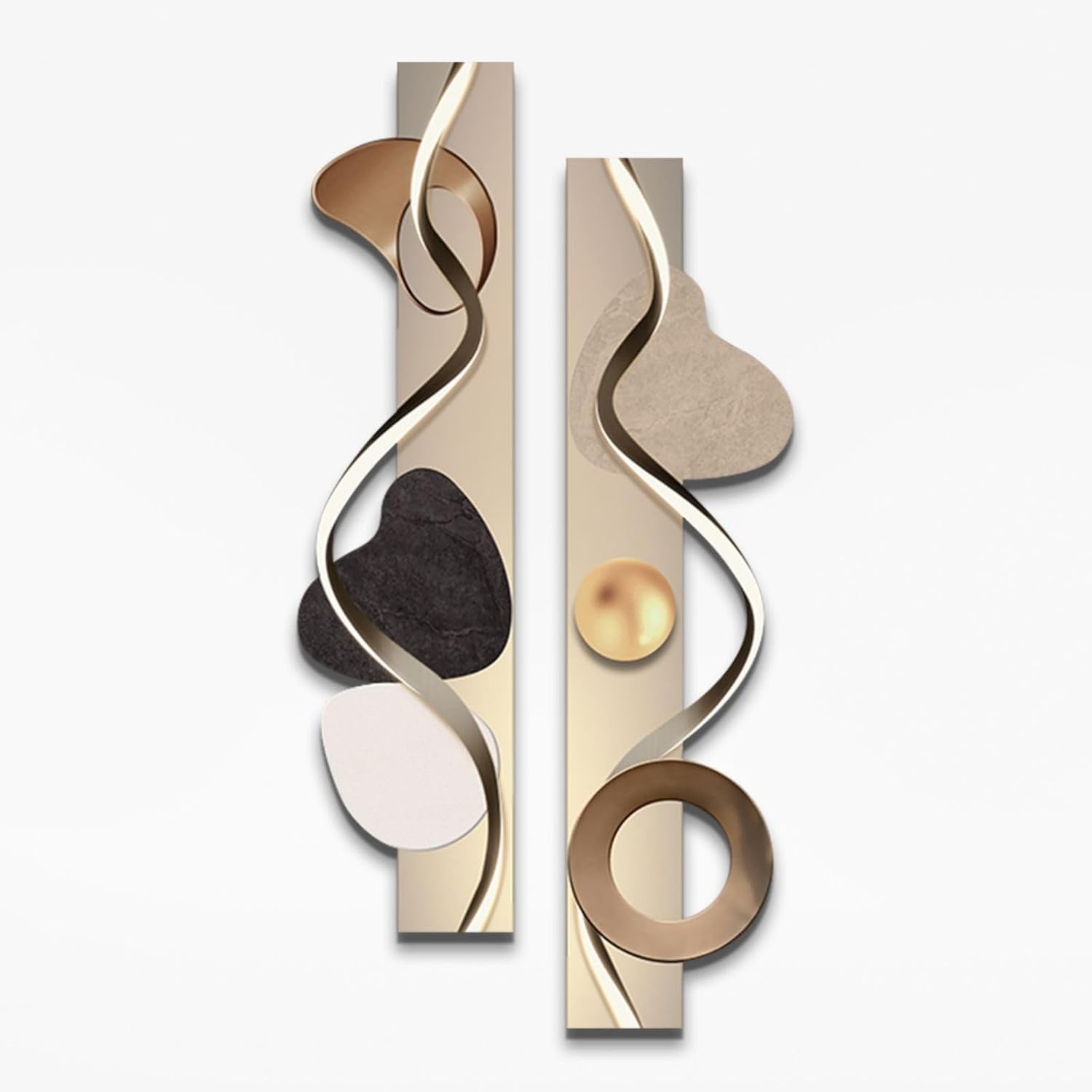 homary LED Wall Art, Modern Abstract Geometric Dual-Panel Sculpture with Backlit Light, Contemporary Decorative Wall Decor for Living Room, Bedroom, Office (USB Powered)