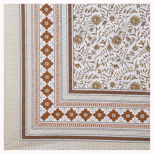 Image of Texstylers Table Cloth | Table Cloth for 6 Seater Dining Table| Dining Table Cover 6 Seater | Table Cover 6 Seater | Dining Table Cover | Rectangle, Cotton,150 cm X 225 cm (Orange)