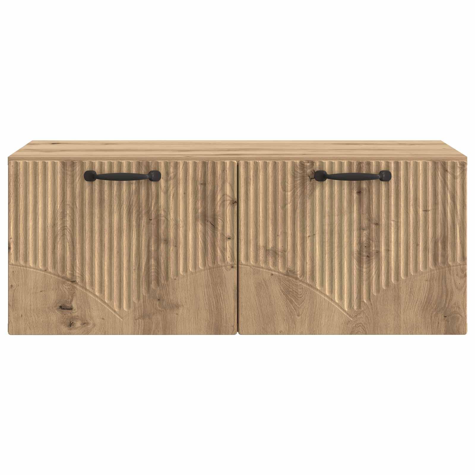 Meuble TV Mural Moderne Blanc ou Chêne Artisanal pour Salon, Meuble de Rangement Suspendu en Bois d'Ingénierie pour Écran Plat et Matériel Audio avec 2 Portes, Dimensions 78,5x41x30 cm