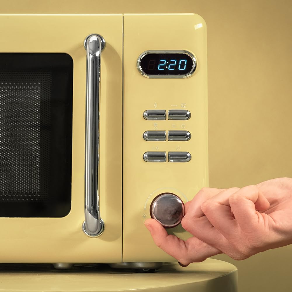 Cecotec Forno a microonde digitale con griglia da 20 litri Proclean 5110 Retro Yellow. in 5 livelli, timer fino a 60 minuti, 8 programmi e modalità sbrinamento, design vintage in giallo Giallo Digitale | Griglia - Immagine 5