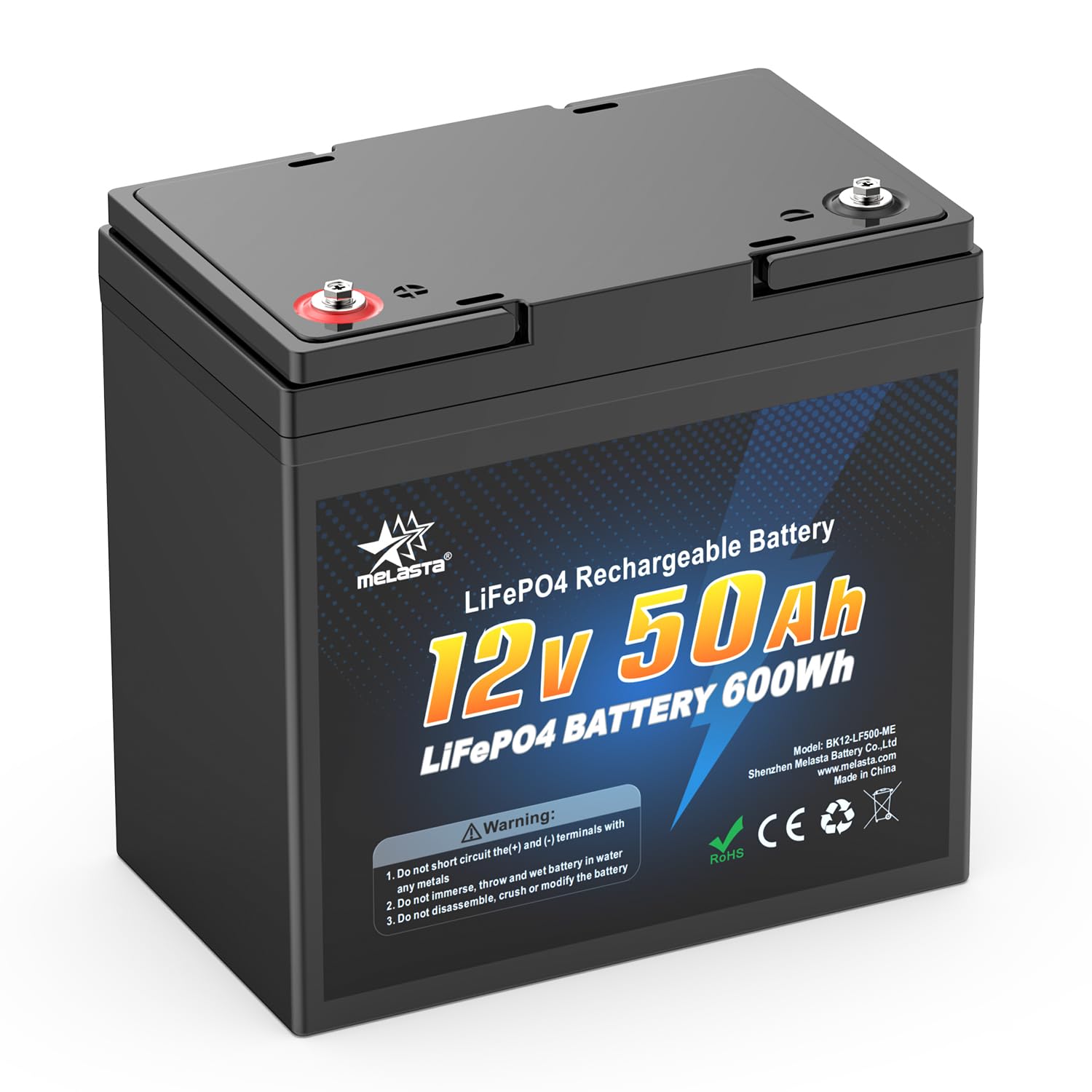 Melasta 12V 50Ah リン酸鉄リチウムイオン LiFePO4バッテリー 600Wh BMS内蔵 5000+サイクル ソーラ/風力蓄電 オフグリッド キャンピング UPS予備電源 防災グッズ 鉛蓄電池代替用