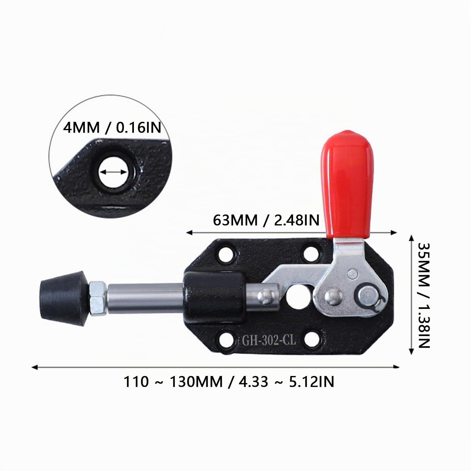 2pcs Umschaltklemme, Schnellabliebe -Druckstockschaltklemme, Abnehmbare Basis aus Gusseisen, für Holzbearbeitungsgeschäfte und -vorrichtungen, Taschenloch -Jigs, Schweißen, CNC
