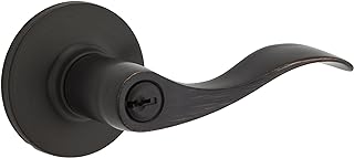 Weiser Layton Venetian Bronze Front Door Handle with Lock, Reversible Exterior/Interior Door Handles with Lock, Keyed Entry Door Lever for Front Door, Bedroom, Bathroom & Office,Traditional Home Decor