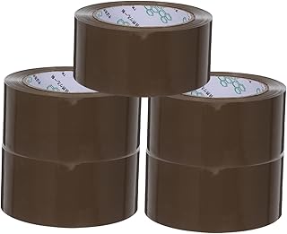 DIKACA 5 Rollos Cinta De Embalaje A Granel Marrón Sellable Cinta Para Enviar Paquetes Envoltura Moviente Sello Color Envase Envío Grande Reforzado Pegajoso Cinta Ancha Largo Café Bopp