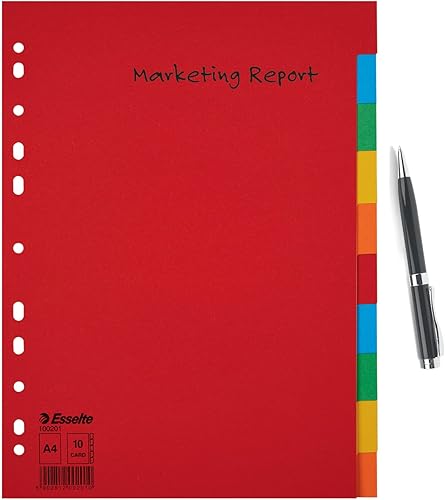 Miniatura 6 de Esselte Divisores A4 1-10, cartón reciclado resistente, rojomulticolor
