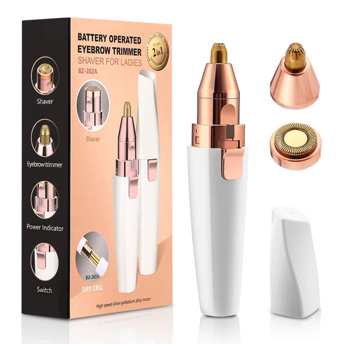 ElectroSky Eyebrow Trimmer for Women, 2 in 1 Rechargeable Facial Hair Remover with Replaceable Heads, Professional Personal Hair Removal Eyebrow Razor with Indicator Lights (Multi) (B0B52V4KWN) Amazon Price History, Amazon Price Tracker