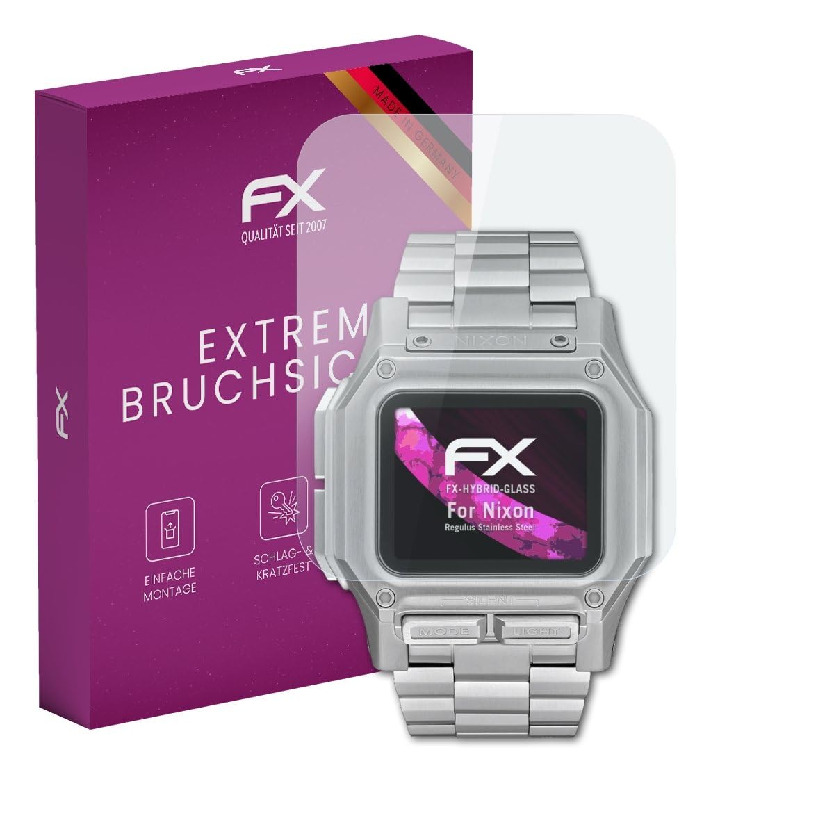 atFoliX Plastic Glass Protective Film compatible with Nixon Regulus Stainless Steel Glass Protector, 9H Hybrid-Glass FX Screen Protector