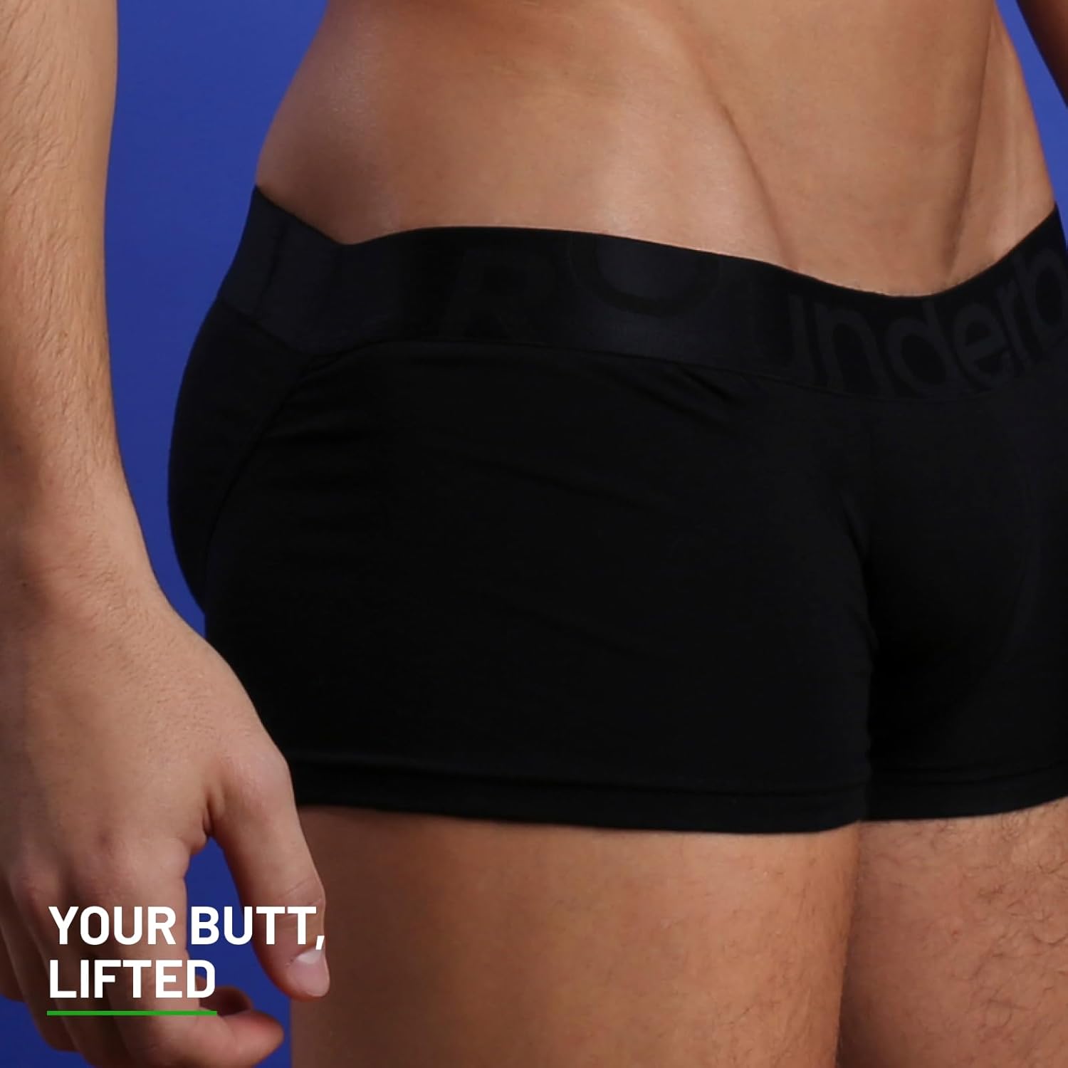 Rounderbum Men’s Lift Tech Boxer Trunk – Hidden Band Butt Lifting Underwear, 3 Colors