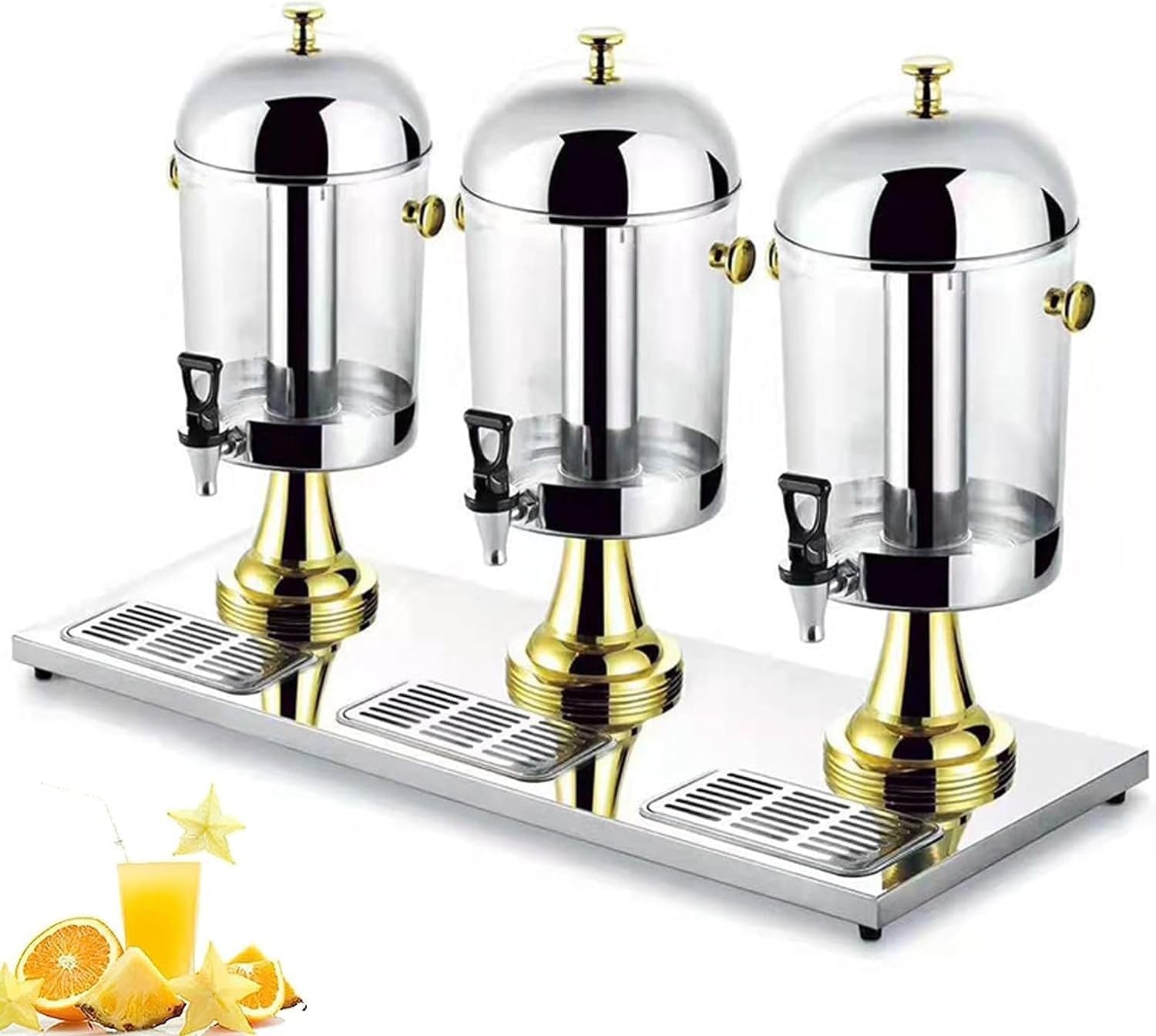 asdchZen Stainless Steel Beverage Dispenser With Tap, Commercial Hot Cold Beverage Machine, Juice Machine For Parties Buffet Catering,Gold-24L