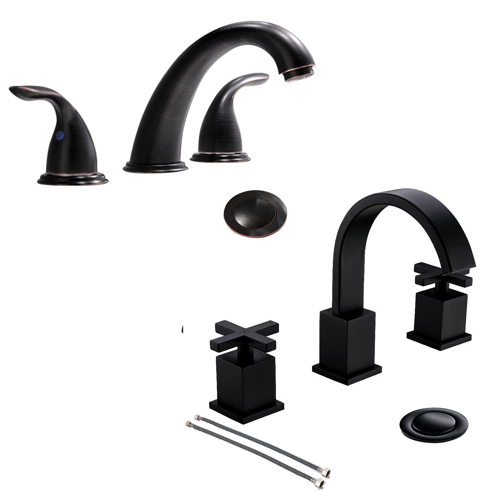 Sxithgkdw Bronze 2 Handle 8 Inch Widespread Bathroom Faucet With Pop Up Drain And Valve By, Oil Rubbed Widespread Lavatory Faucet