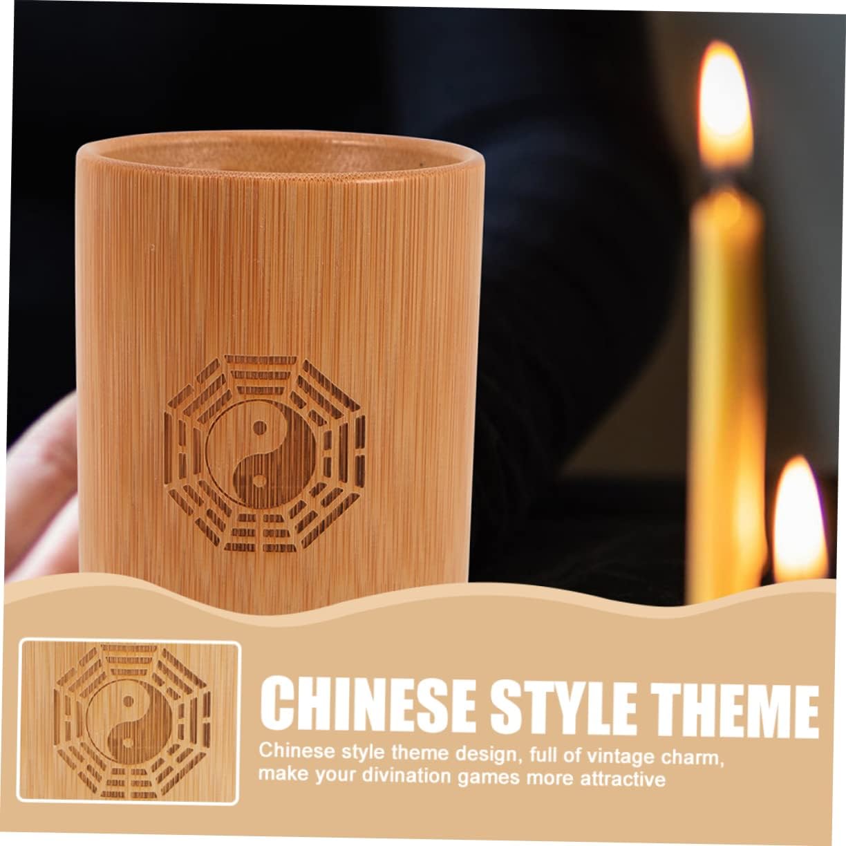 Bamboo Divination Prop Set for I Ching Fortune Telling Chinese Divination Coins Accessories Feng Shui Tool for Beginners and Practitioners