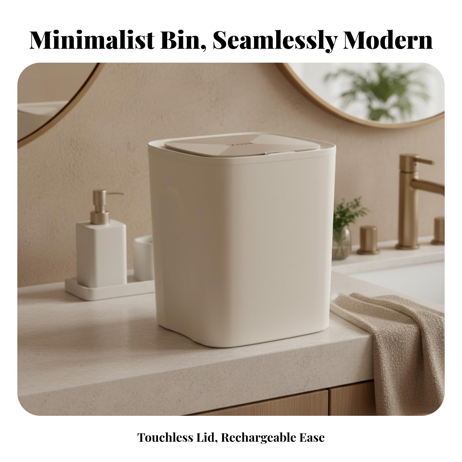 Papelera con Tapa Compacto Contenedor, 12L-Gris Niebla, Size to 1