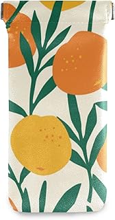 susiyo Mandarins Leaves Seamless Glasses Case Portable Microfiber PU Leather Soft Sunglasses Bag Eyeglasses Pouch Holder Squeeze Top for Women Men