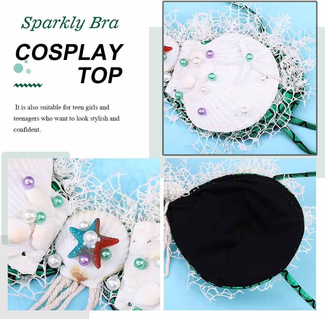 JEWEKY Shell Bra Top Beach Mermaid Crop Top Hawaiian Bikini Halter Top Rave Costume Chest Top for Women - Image 6