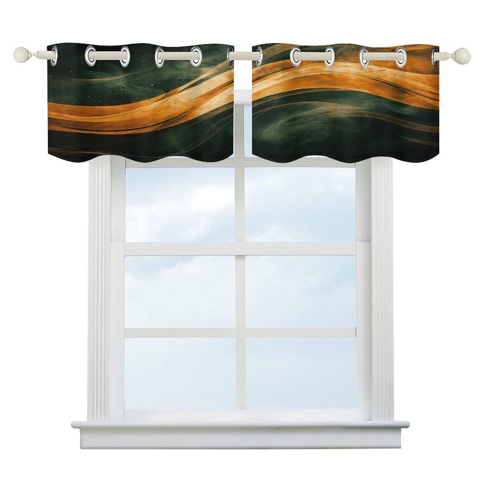 Fekiloot Style Orange Pattern Short Curtains Valance Curtain