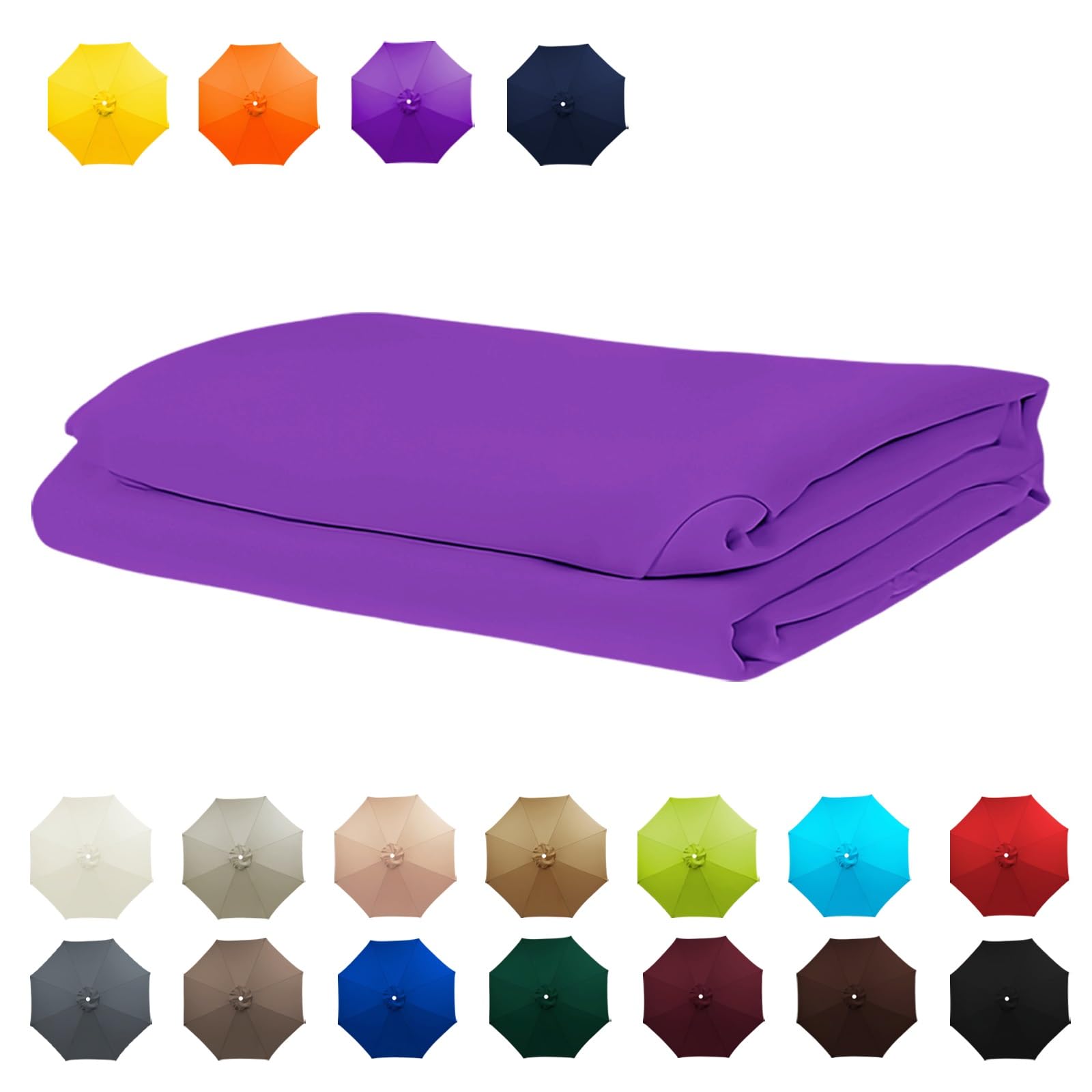 Replacement Umbrella Canopy, 6 Arms/8 Arms replacement parasol cover, Replacement Strong & Thick Umbrella Canopy, Market Umbrella Top, Outdoor Table Umbrella Cover Standby(Purple,6.5FT/2.0M-6Ribs)