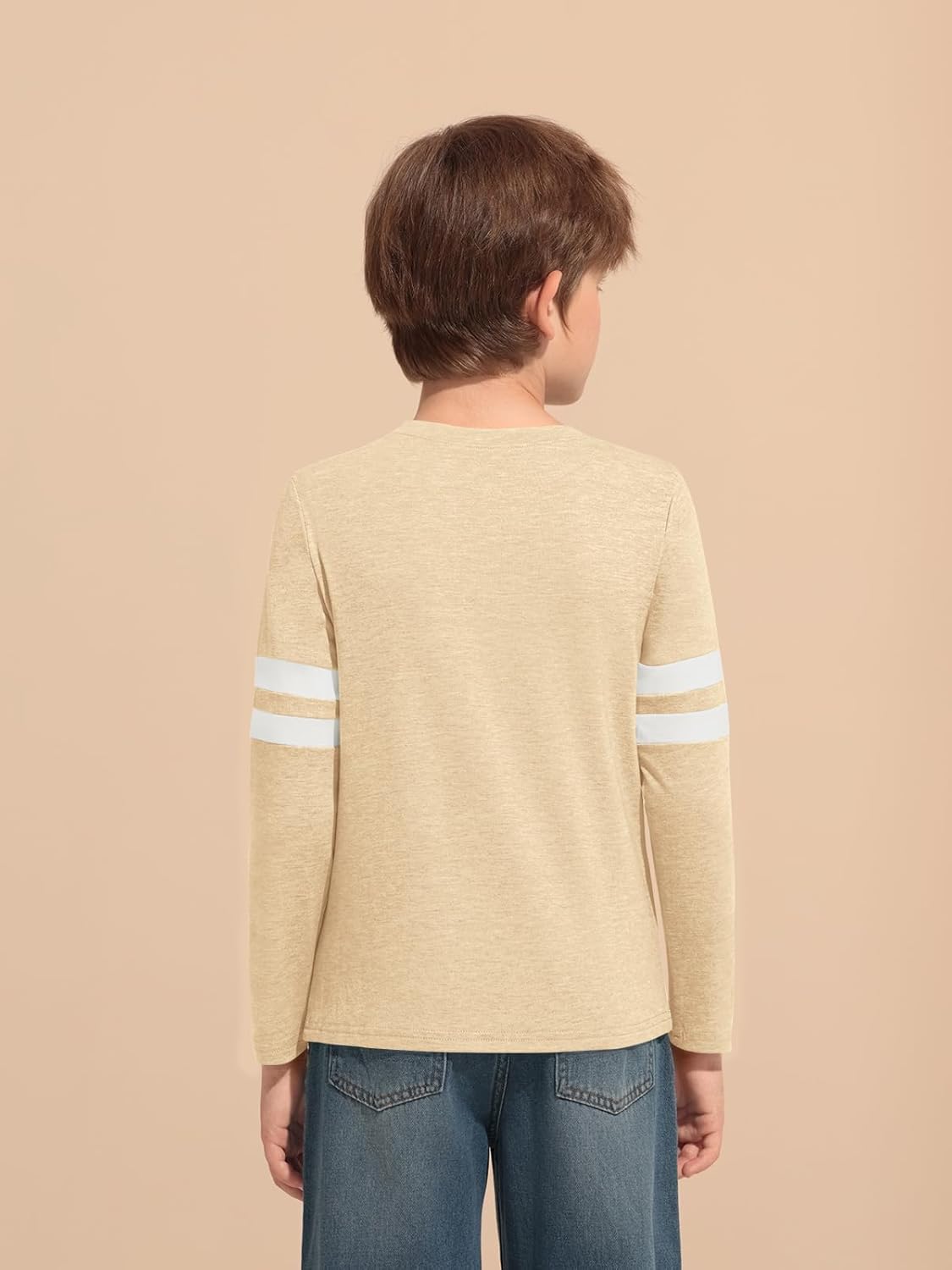 Haloumoning Boys Long Sleeve Shirts Kids Crewneck T Shirts Casual Striped Tops Tees 5-14 Years - Image 3