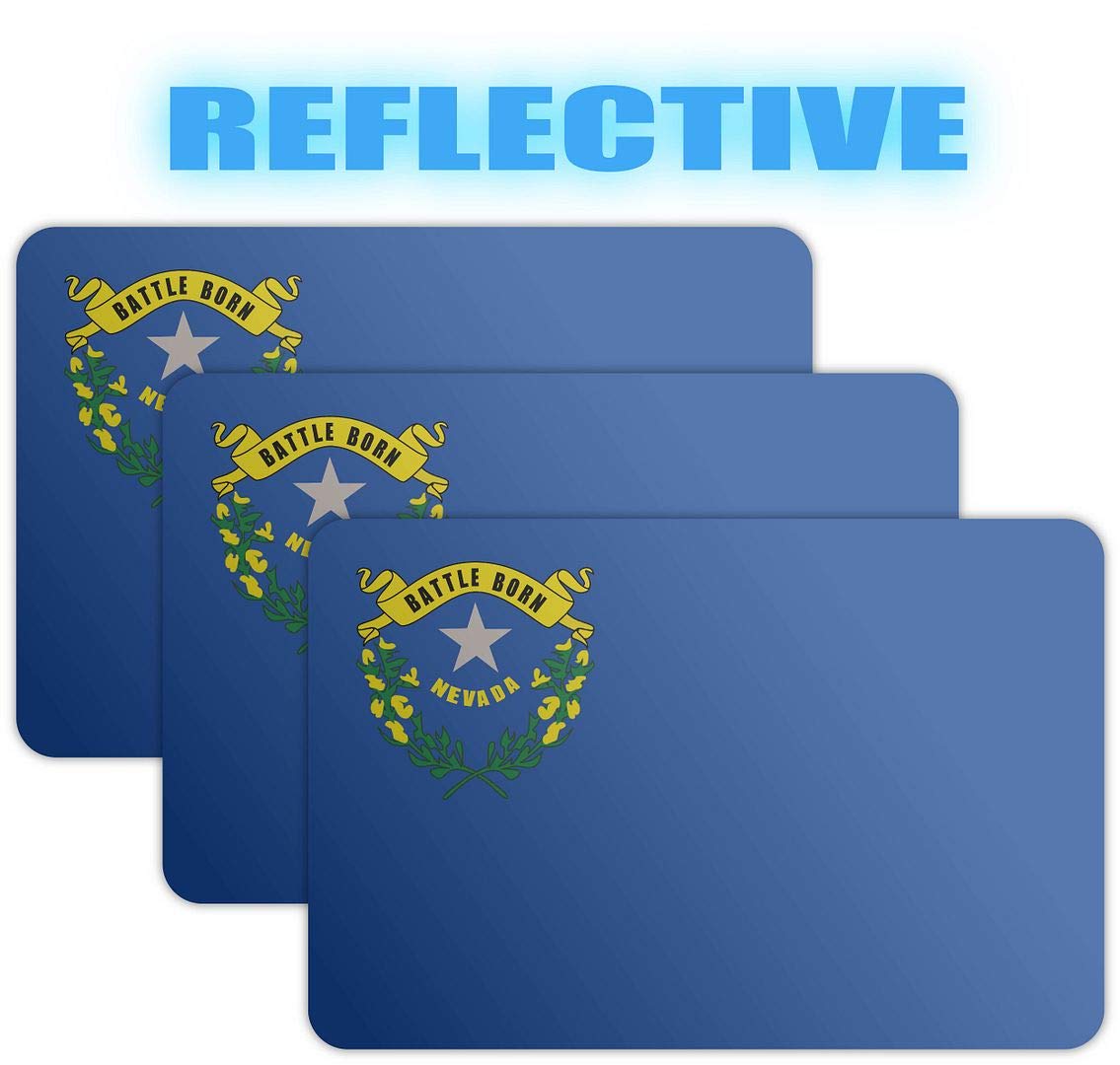(x3) 3M Reflective Nevada Flag Stickers | Versatile Safety Decals | Flag of Nevada Sticker Decals | Perfect for Hard hats, laptops, bikes, toolboxes and more!
