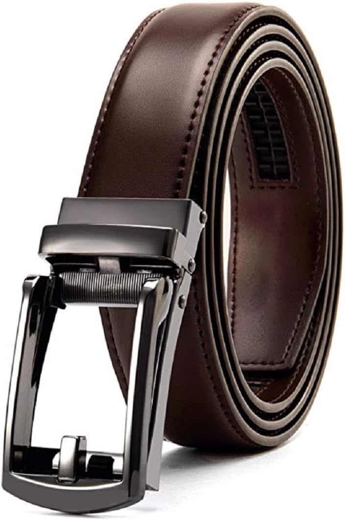 Genuine Leather Belt for Men with Easier Adjustable Autolock Buckle - Micro Adjustable Belt Fit Everywhere |Formal & Casual | Elegant Gift Box
