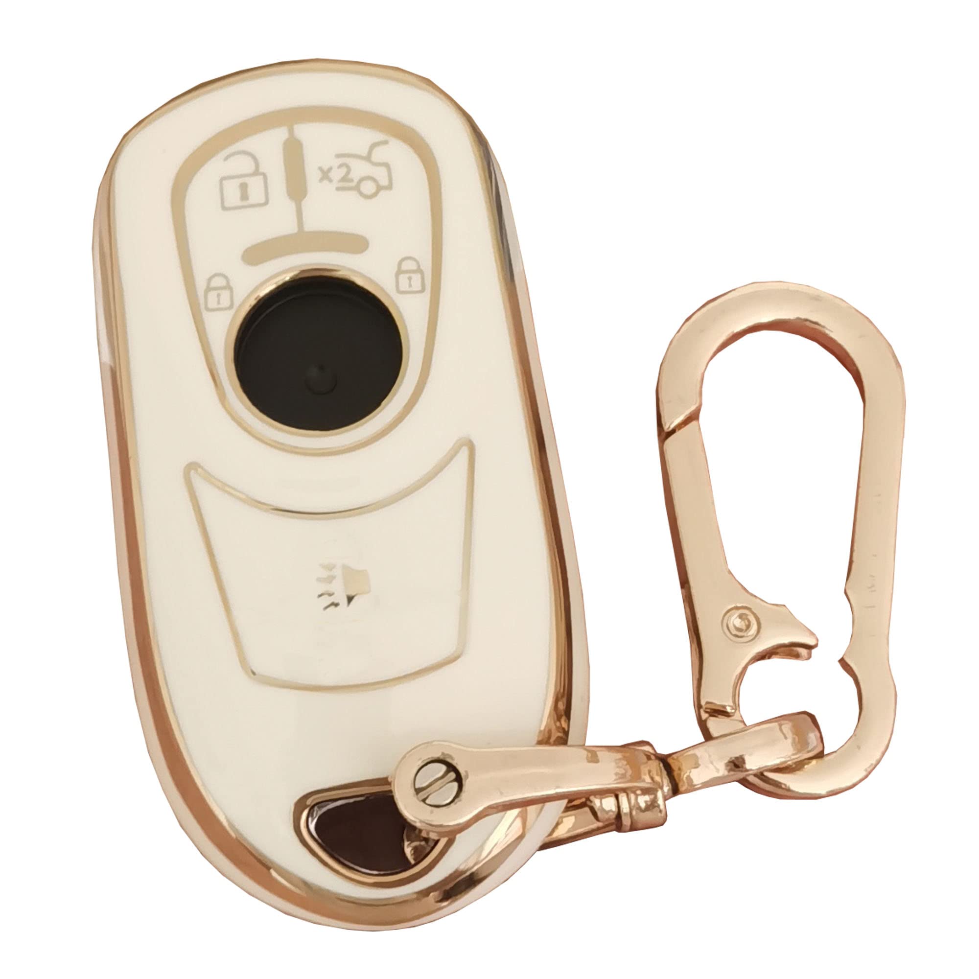 for Buick Key Fob Cover Case TPU Protector Shell Fit for Buick Enclave Lacrosse Verano Encore Regal Envision Cascada GL8 (White 4-b)