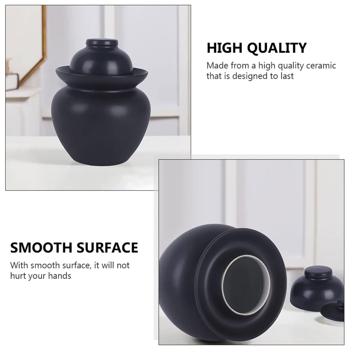 TOYANDONA Barattolo in Ceramica per Sottaceti Tradizionale con Coperchio Sigillante Contenitore Ermetico per Fermentazione e Conservazione Alimentare Adatto per Cucina e Casa Colore Nero