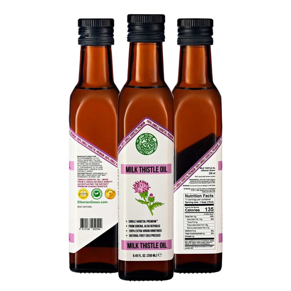 Aceite de Cardo Mariano Verde Siberiano – 250 ml de Semillas Varietales Extra Virgen de las Montañas Doradas de Altái
