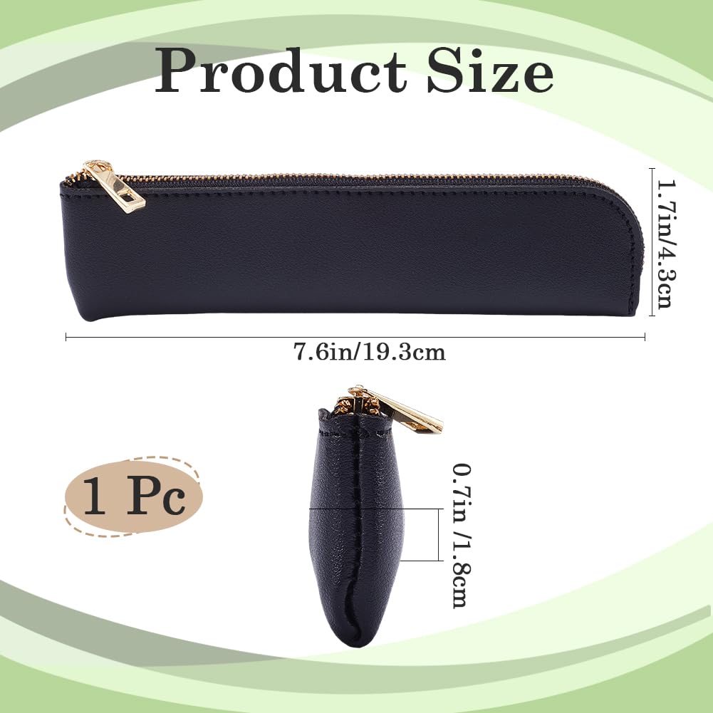 GORGECRAFT Astuccio per Matite Sottile, Morbido e Estetico, in Pelle PU, per Cancelleria, in Tinta Unita, Portatile, con Cerniera, per Penne, Matite, Pennarelli, Regali per Il Ritorno A Scuola (Nero)