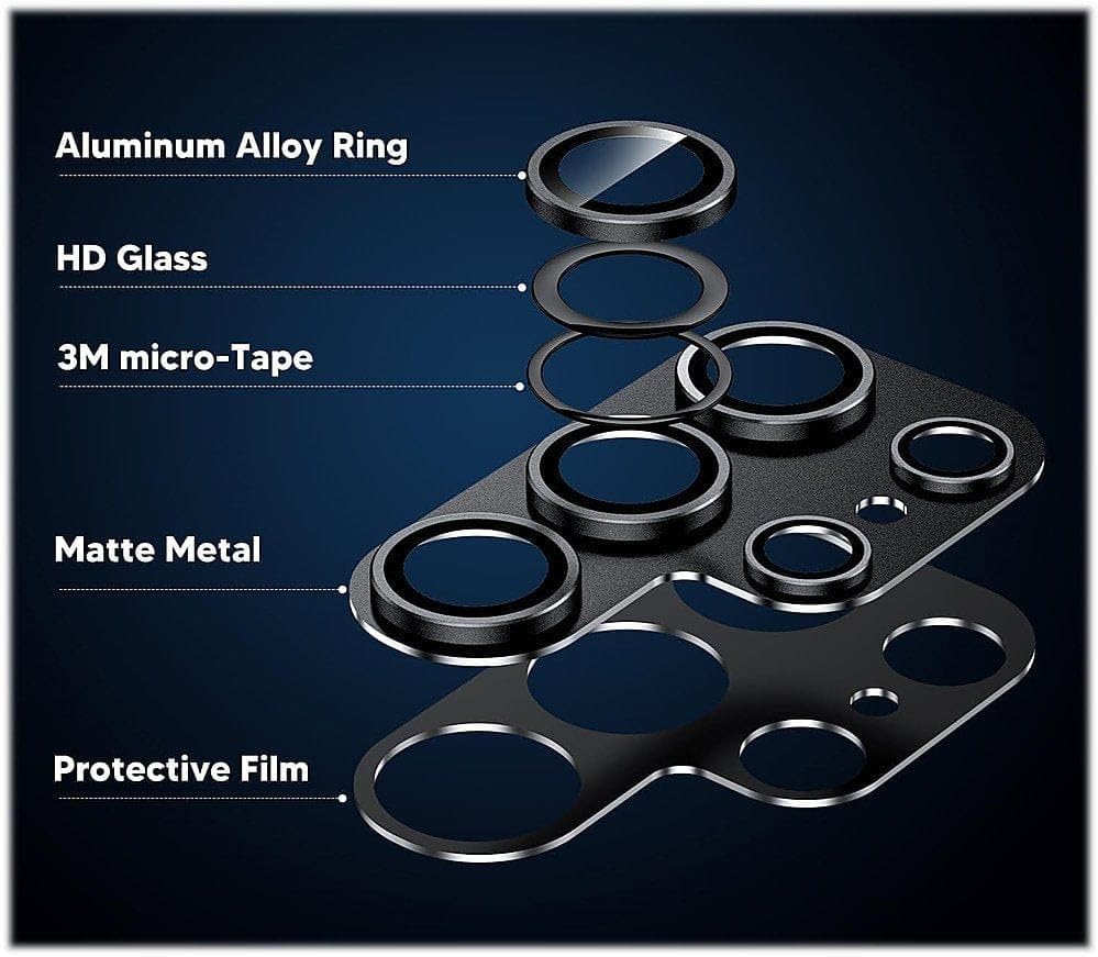 SaharaCase ProShock Camera Lens Protector for Samsung Galaxy S24 Ultra (2-Pack) - Made From Aluminum and Glass, Scratch-Resistant Design, Anti-Fingerprint Coating, Bubble-Free Installation (Black)