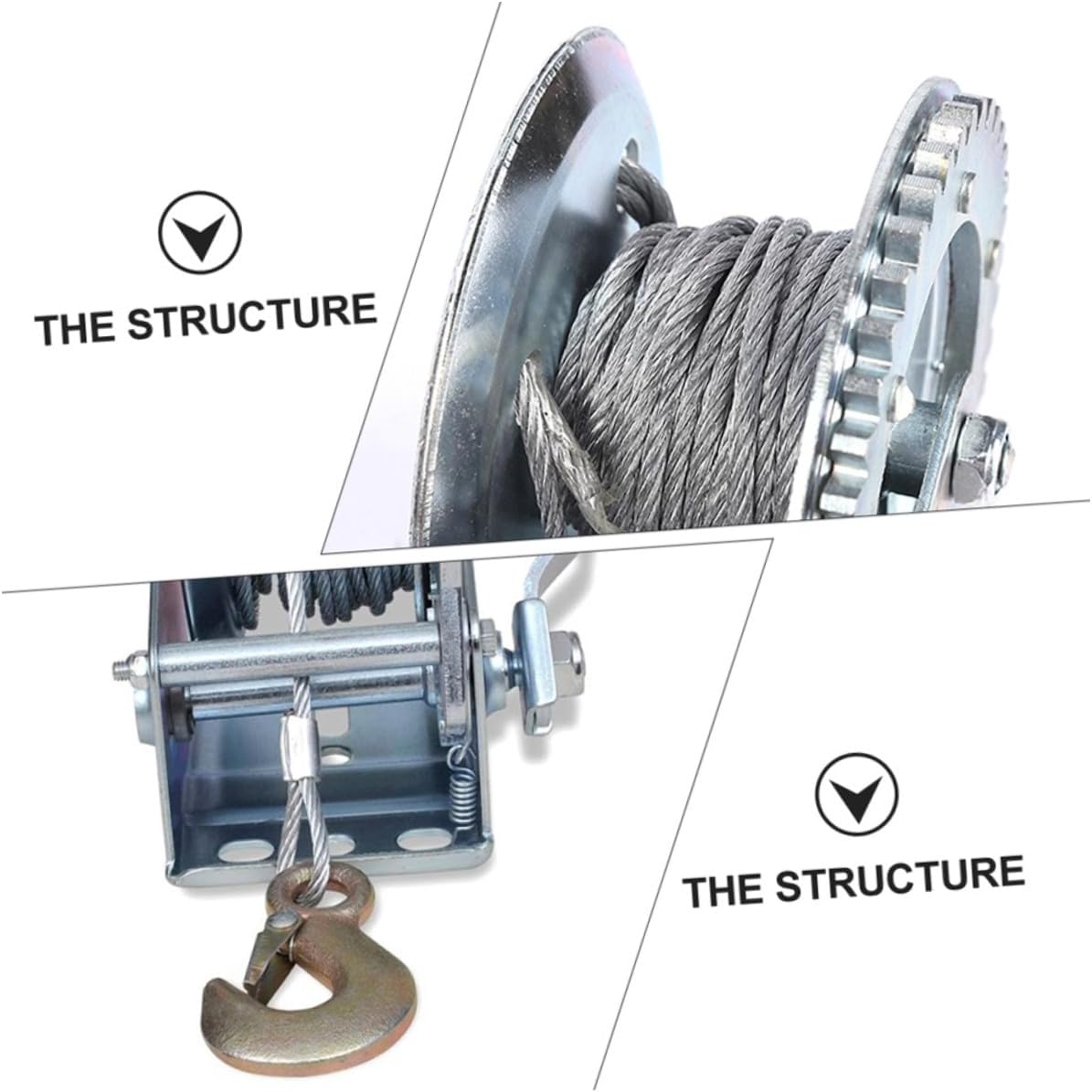 Hand Winch with 10 Meter Steel Wire Rope 3500lbs Load Capacity Manual Towing Cable for Car, Boat, Trailer and Rv