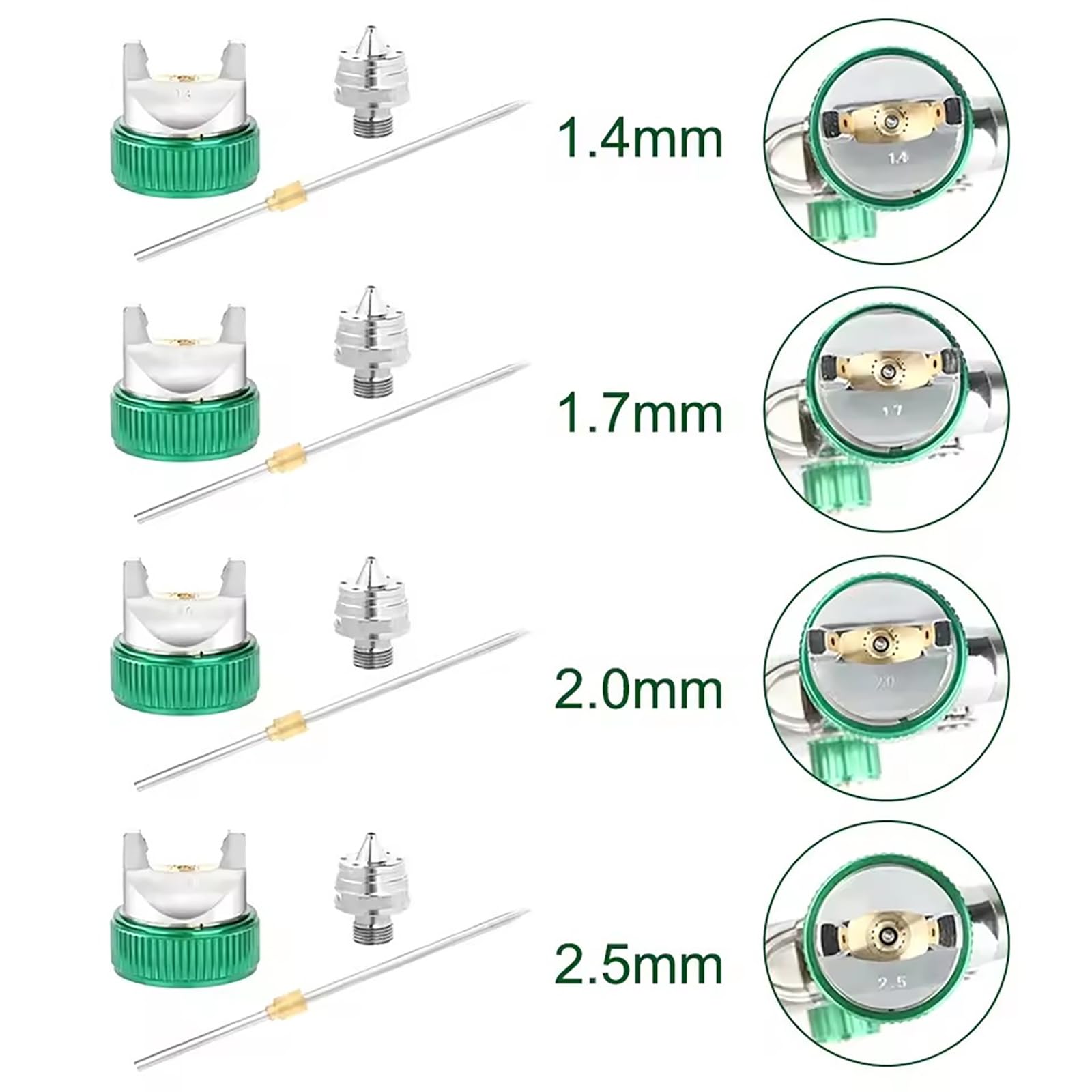 NEWFUN Pistolet Peinture Air Comprimé, Kit Pistolet à Peinture avec 4 Buses, 1,4/1,7/2,0/2,5 mm, Adapté aux Applications de Pulvérisationdans Les Domaines de l'automobile et du Bricolage
