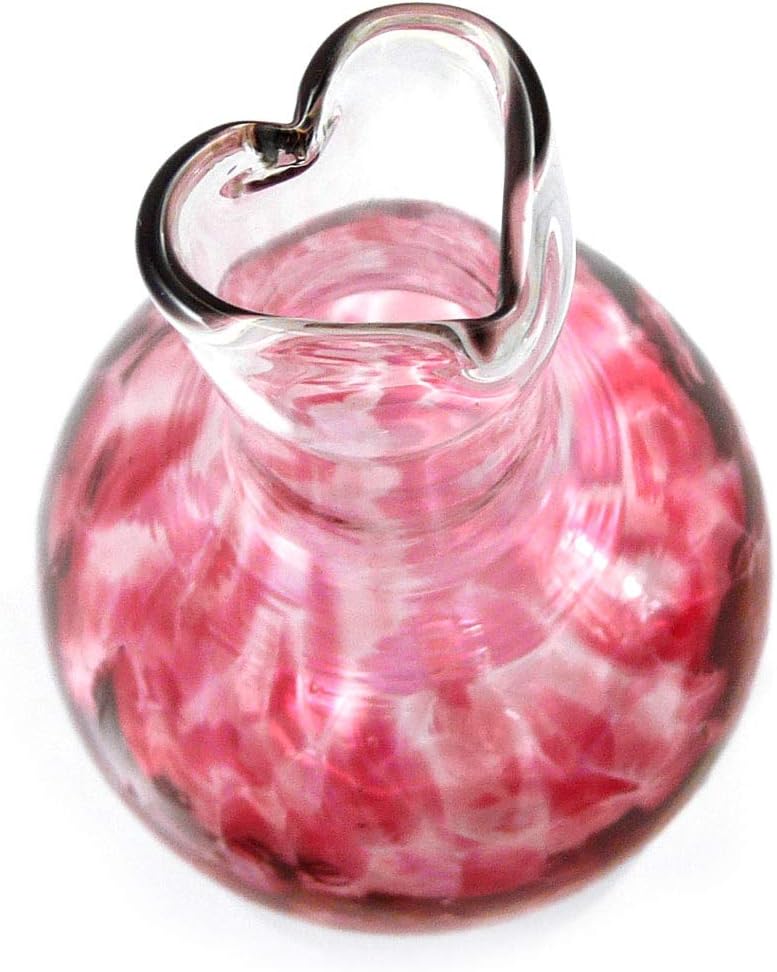 Heart Bud Vase, American Made Hand-Blown Glass, 5", Pink Version