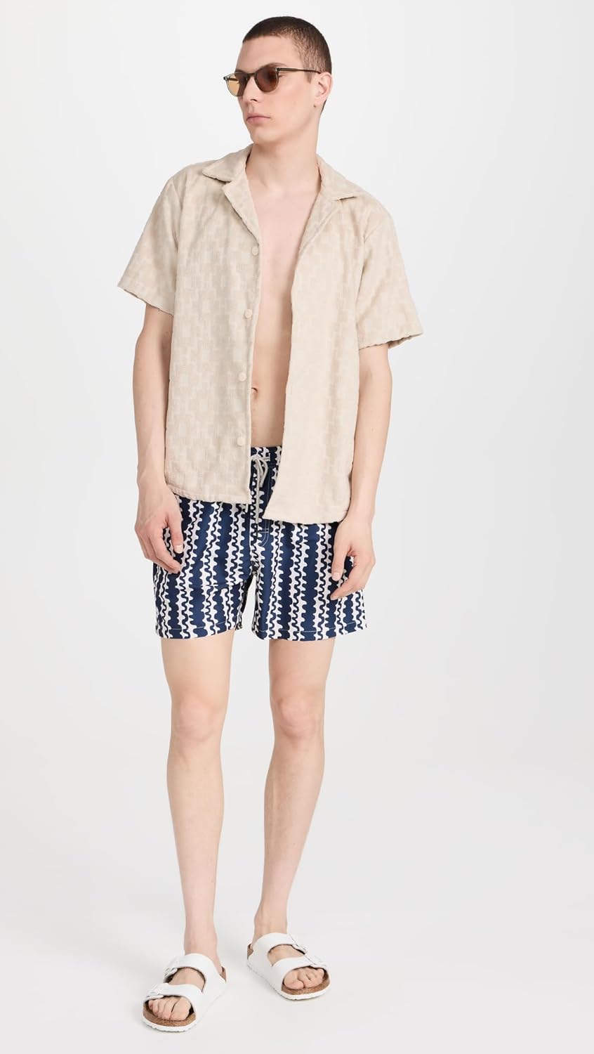 OAS Men's Blue Scribble Swim Shorts 4.75" - Image 3