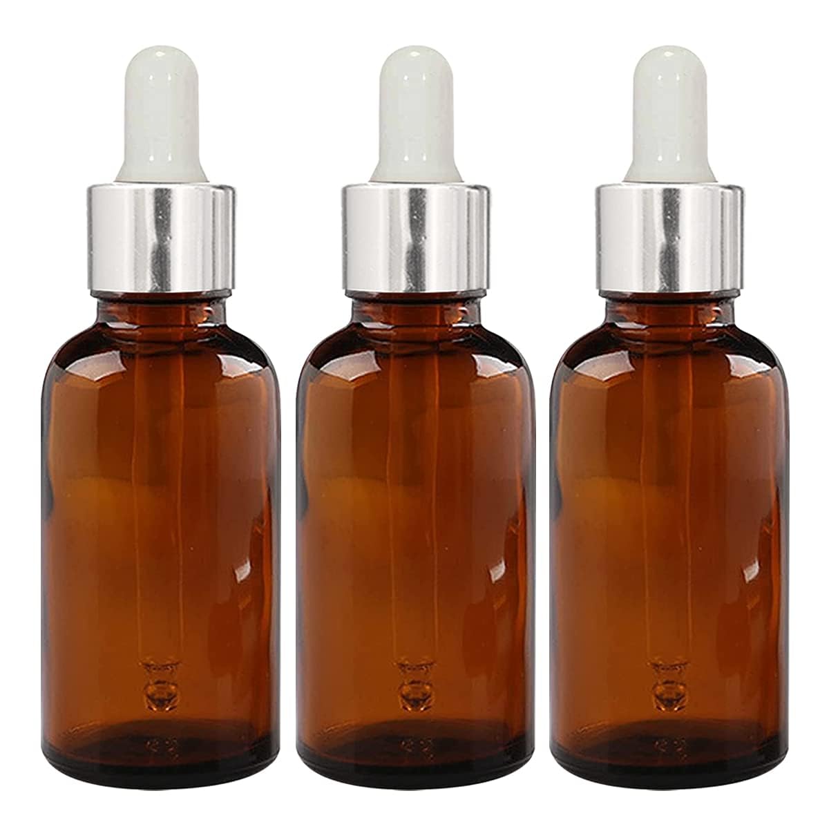 Empty 100 ml Amber Glass Bottle + Dropper + Silver Ring + White Silicon Teat (Pack of 3) Refillable, Reusable, Leak Proof For Essential Oils, Perfumes Liquid DIY, Cosmetics-image-22
