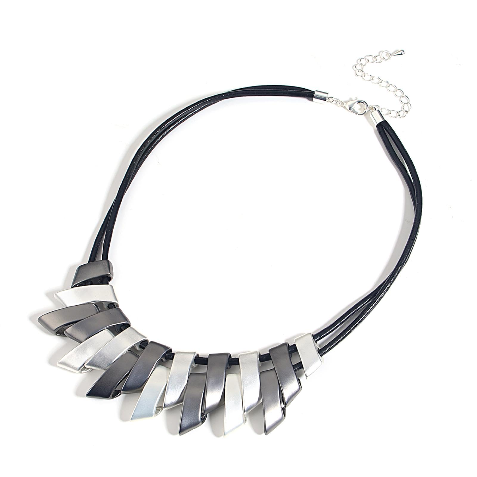 Collar Mujer Colgante Cadena Regalos Necklace Collar De Cuero con Colgantes Grandes Geométricos Vintage, Cadenas Alrededor del Cuello para Mujer