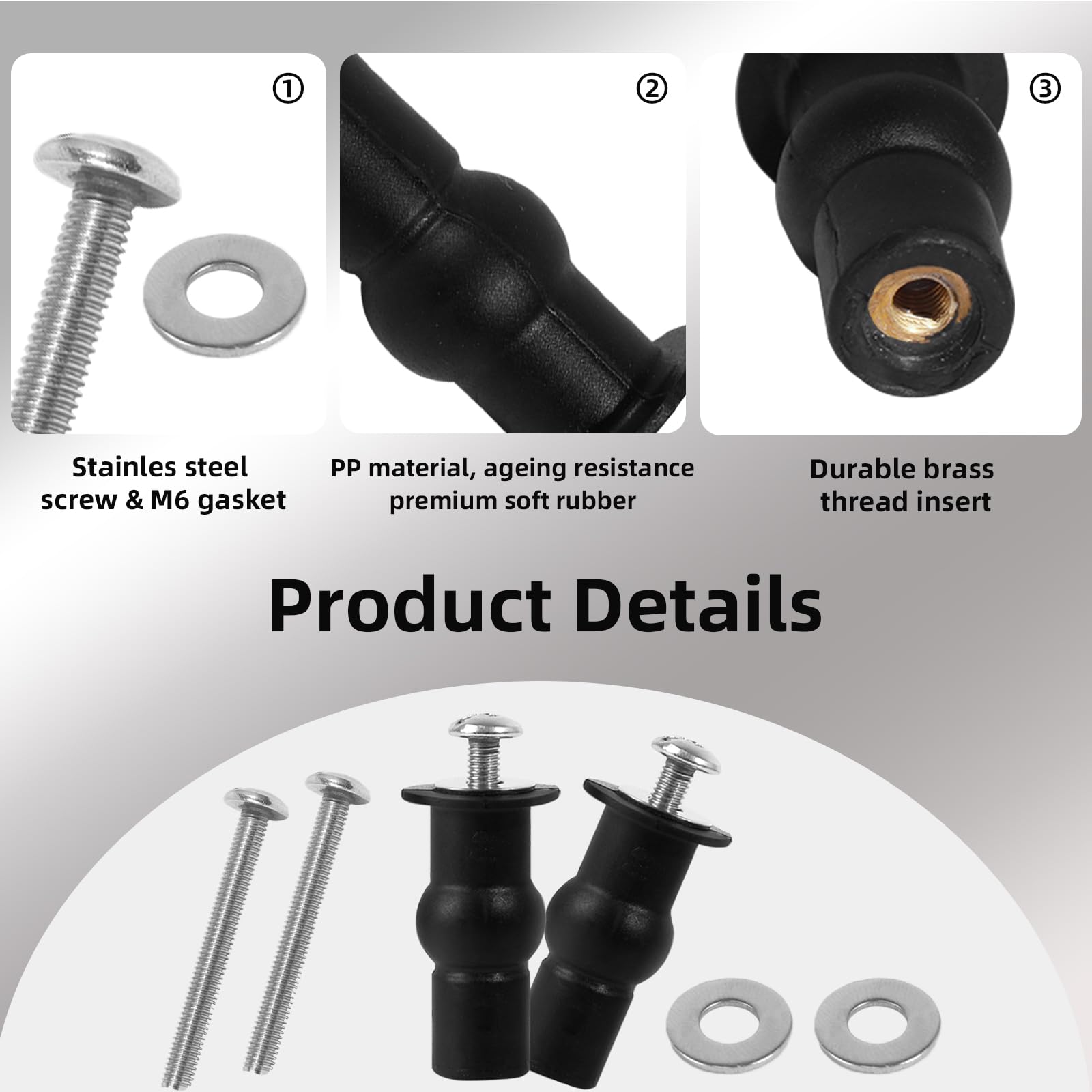Set 4 Viti Per Sedile WC Con Rondelle, Fissaggio Universale Per Tavoletta Water - In Acciaio E Nylon, Adatto Fori 14-16 Mm