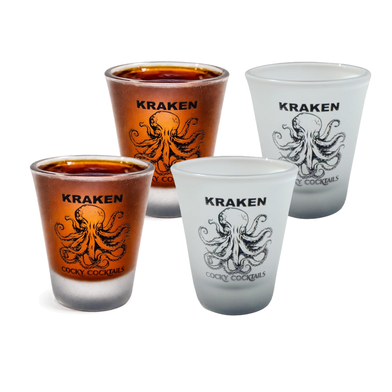 Kraken - Vasos de chupito de ron recto por Cocky Cocktails (paquete de 4)