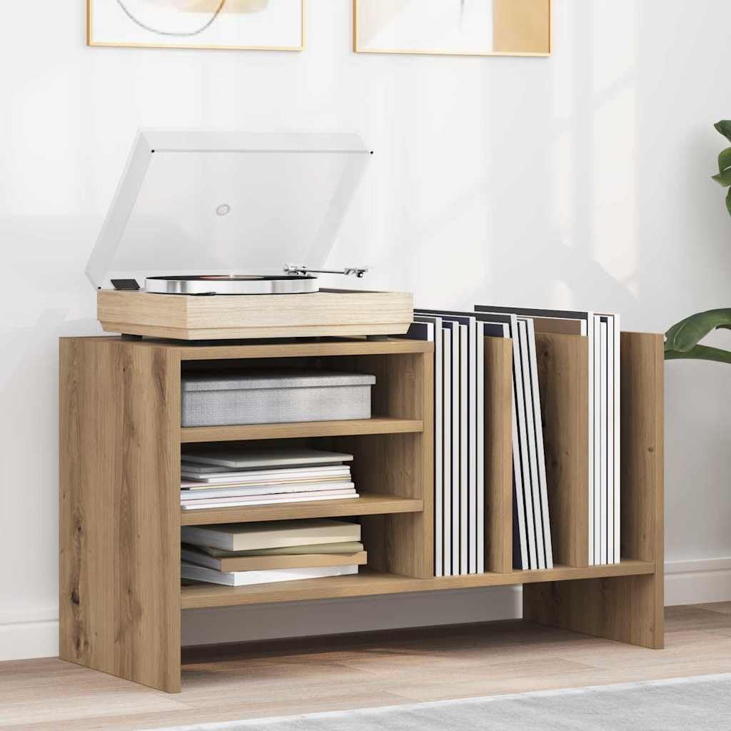 Genérico Mueble para Discos de Vinilo Roble Artesanal 78.5 x 35 x 45 cm,Mobiliario,Armarios y Almacenamiento,Almacenamiento para CD y DVD,891079