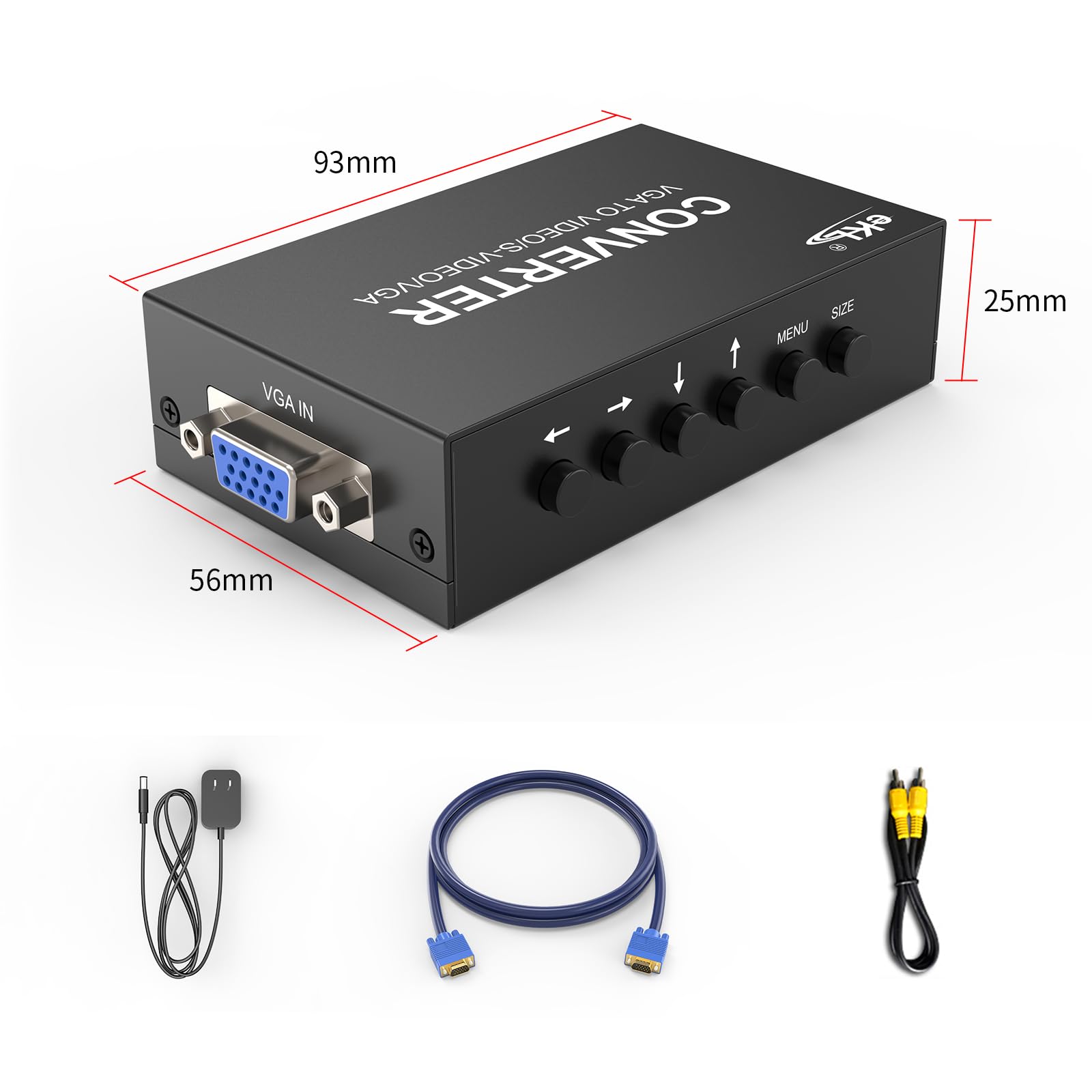 Huasion Adaptateur VGA vers AV Convertisseur Box Entrée VGA Composite RCA S-Vidéo Sortie VGA Ordinateur PC Portable vers TV Projecteur Connecteur