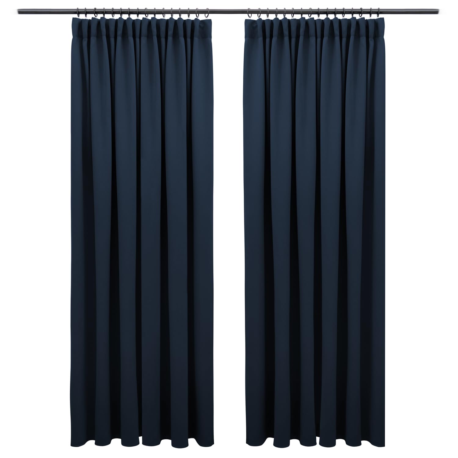 Blumtal Verdunklungsvorhänge Kräuselband 245x140 cm im 2er Set - Oeko-TEX zertifizierte Vorhänge Blickdicht - Verdunklungsvorhang - waschbare Vorhänge mit Kräuselband für Schiene in Dunkelblau