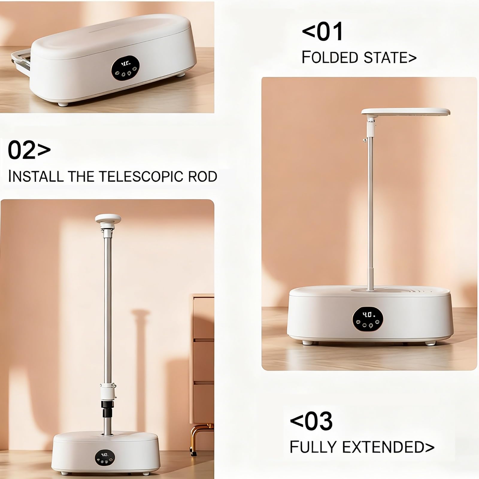 Presse à vapeur portable - Circulation d'air chaud à 360 ° - Séchoir à linge électrique pour un usage domestique - Design compact pour un entretien efficace des vêtements