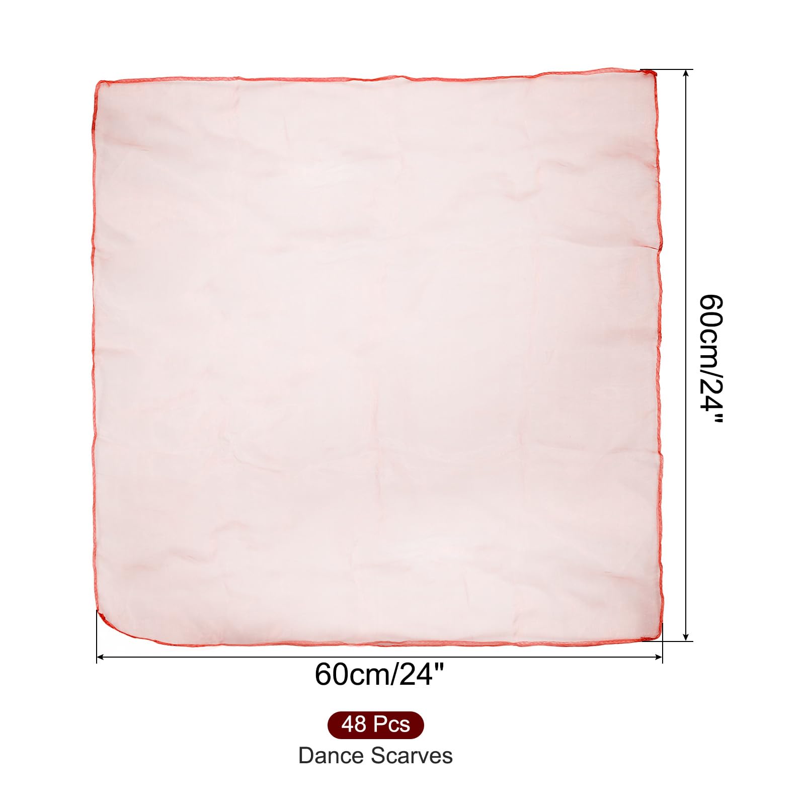 PATIKIL Sciarpe da danza, 48 pezzi, sciarpe quadrate da giocoleria, 61 x 50 cm, sciarpe per movimento musicale, accessori per giocare a giocoleria magica, rosso