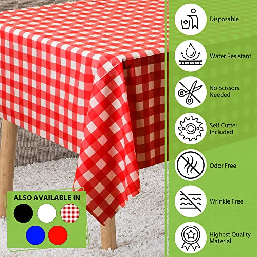 Amatra Disposable Red Checkered Plastic Tablecloth Roll | 54 In X 120 Ft (40 Yd) | Table Cover For Party, Picnic, Banquet & Kid’s Activities I For Any Shape & Size Tables #TOP1
