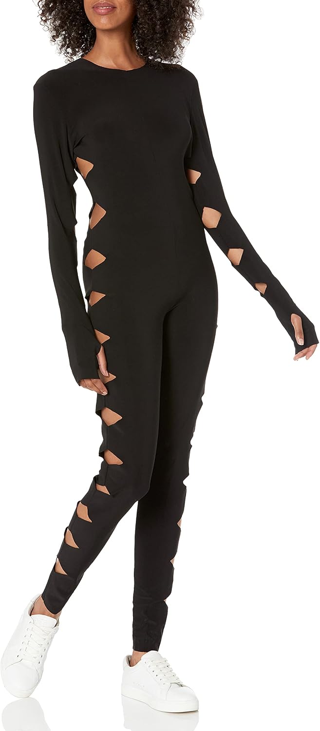 Norma Kamali Women's Long Sleeve Crew Neck Alligator Catsuit
