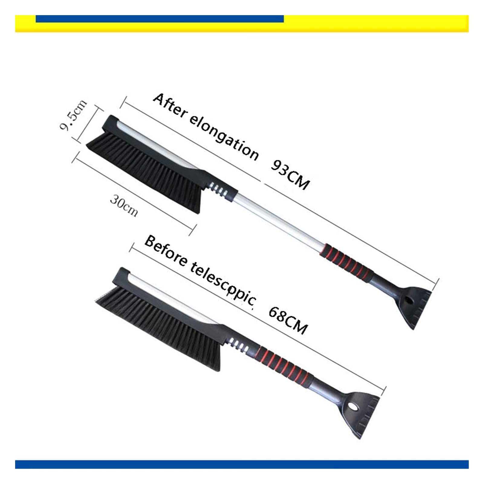 XMING Cepillo de Nieve del Coche, Escoba de remoción de la Nieve automática Extensible con raspador de Hielo, Agarre de Espuma, Cepillo de Nieve telescópico for camión de automóviles SUV, Negro (Colo