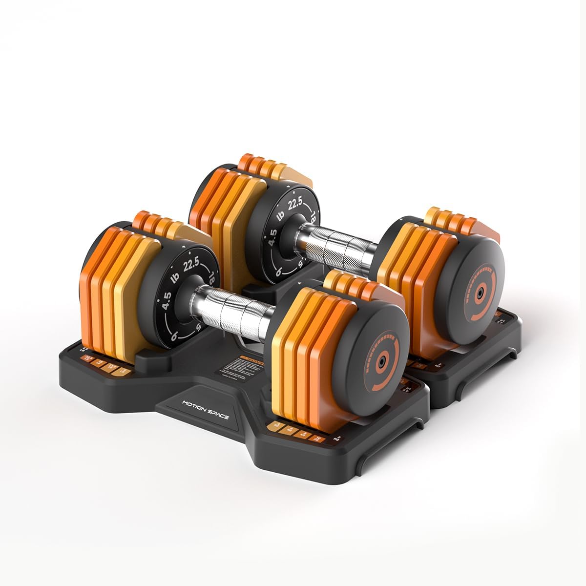 Adjustable Dumbbells Set 22.5LB Pair, 1-Sec Fast Adjustable 5 Free Weights, Premium Comfort Non-slip Metal Handle, Compact Size for Full Body Home Workout