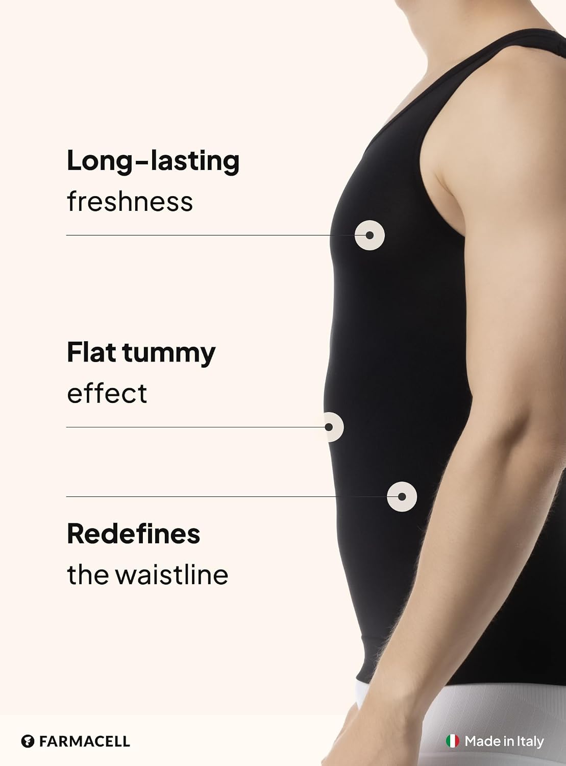Farmacell Compression Tank Top Men, Lightweight and Ultra-Breathable Undershirt, Made in Italy, 417B